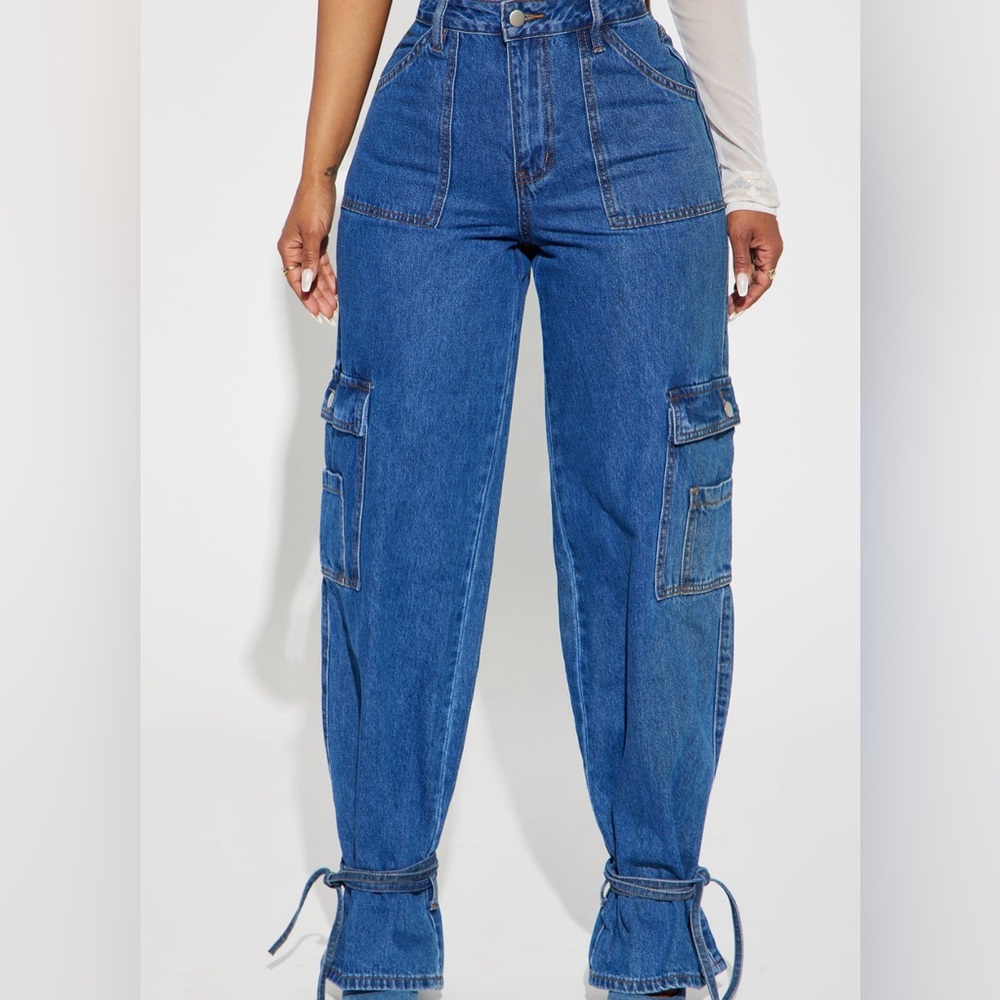 Fashion Nova Cargo Tie Jeans
